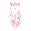 Acchiappasogni da parete 25 x 70 cm rosa e bianco con piume e fiori decorativi