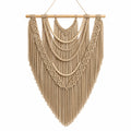 Decorazione da parete macramè 80 x 110 cm in corda tessile beige con frange stile boho