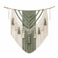 Arazzo da parete in macramè 100 x 120 cm verde salvia e avorio stile boho