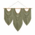 Decorazione da parete in macramè 100 x 105 cm verde salvia con frange stile boho