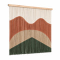Arazzo da parete 70 x 90 cm in cotone e legno beige terracotta verde - decorazione tessile boho