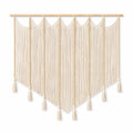 Arazzo da parete 110 x 105 cm in cotone beige con perle in legno stile boho