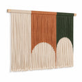 Arazzo da parete 100 x 90 cm in corda di cotone beige terracotta verde - decorazione tessile intrecciata