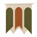 Arazzo da parete 100 x 110 cm in corda di cotone verde beige e terracotta - decorazione tessile bohémien