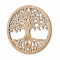 Decorazione da parete rotonda 80 cm in legno naturale con motivo albero stile rustico