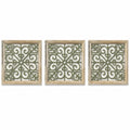 Set 3 pannelli decorativi da parete 40 x 40 cm in legno verde e naturale - stile classico