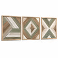 Set di 3 pannelli decorativi da parete 40 x 60 cm in legno beige verde e marrone stile geometrico