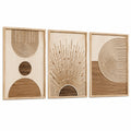 Set 3 pannelli decorativi da parete 30 x 60 cm in legno beige e marrone - design geometrico