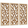 Set di pannelli decorativi da parete 30 x 90 cm in legno naturale - motivo intrecciato traforato