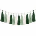 Ghirlanda decorativa con nappe in carta 300 x 35 cm verde bianco e verde salvia per feste