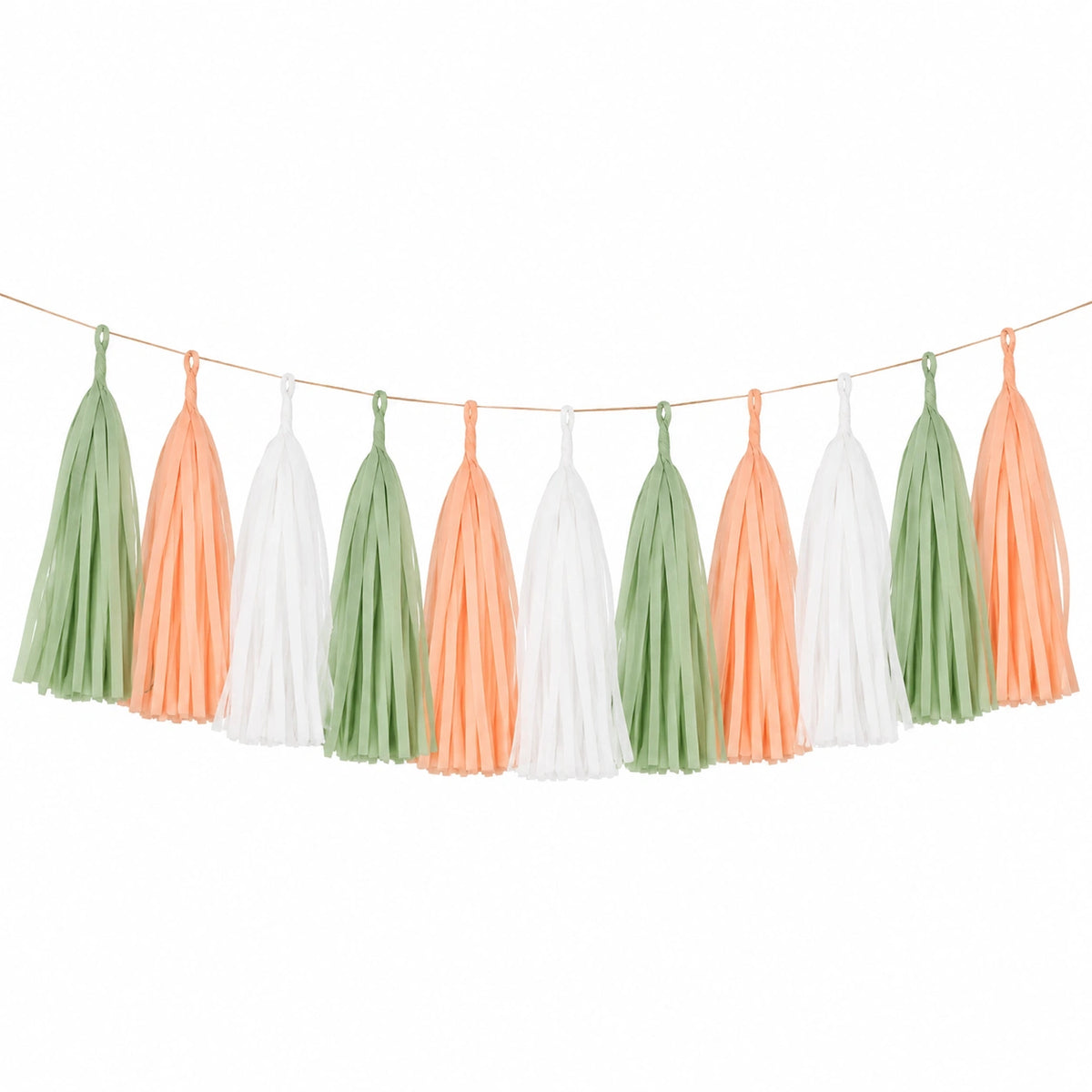 Ghirlanda decorativa con nappe in carta 150 cm verde pesca bianco per feste