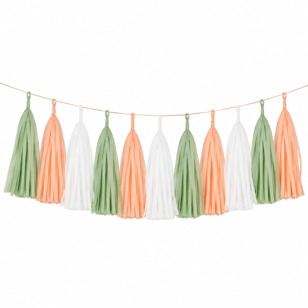Ghirlanda decorativa con nappe in carta 150 cm verde pesca bianco per feste